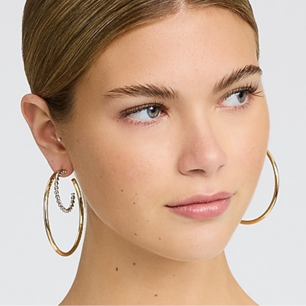 Express Two Tone Textured Double Hoop Earrings NWT